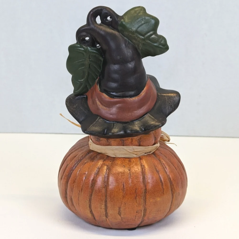 🎃 Pier 1 Halloween Pumpkin Scarecrow Ceramic Statue Decoration Fall Autumn VTG